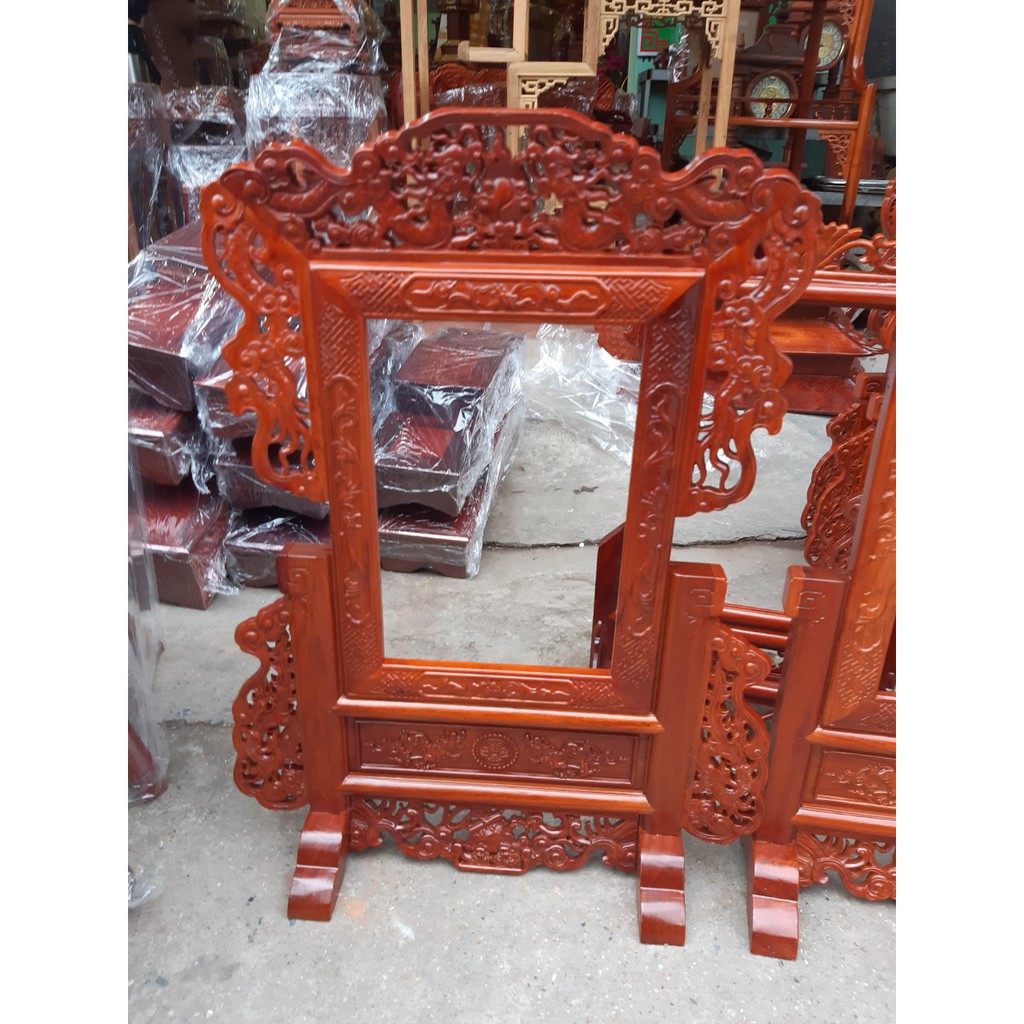 Khung ảnh thờ tứ linh gỗ hương kích thước 20 x30 cm